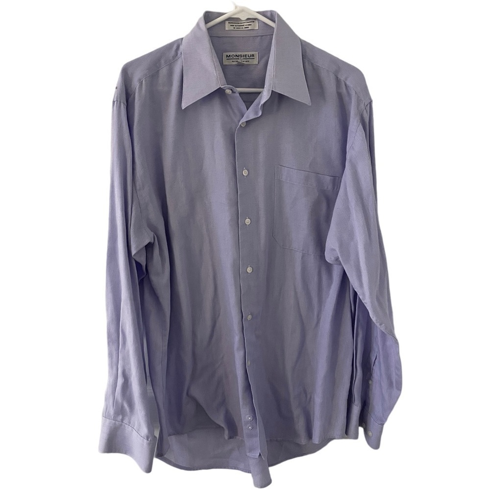 Givenchy Monsieur Mens Button Down Shirt Purple 15-15.5 34-35